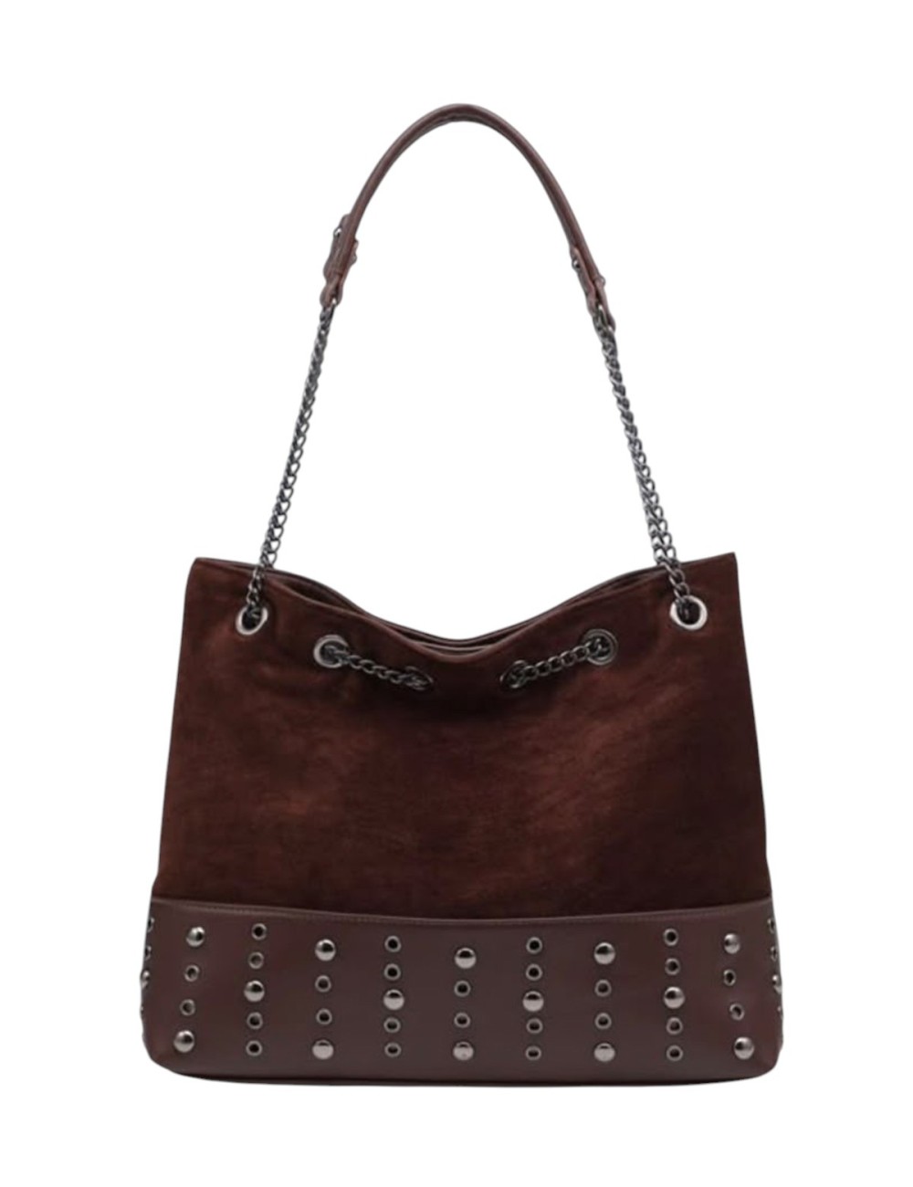 BOLSO SHOPPER ANTELINA CADENA CON TACHUELAS MARRÓN