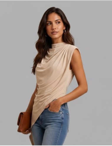 TOP ASIMÉTRICO BEIGE