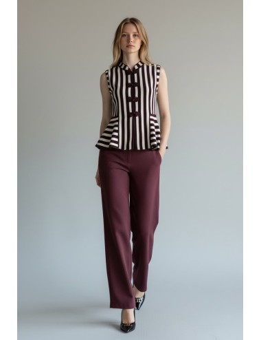 CHALECO/TOP RAYAS DE PUNTO BURGUNDY