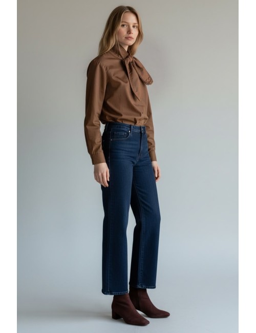 CAMISA CON CUELLO LAZADA MARRÓN
