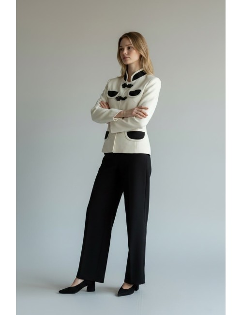 BLAZER CON ALAMARES Y DETALLES EN CONTRASTE BLANCA
