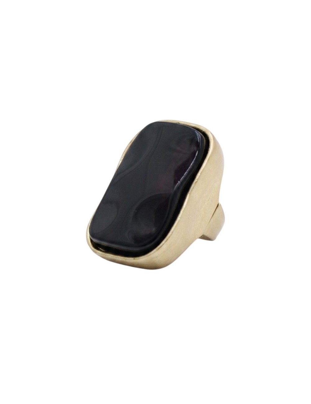 ANILLO MAXI RESINA NEGRA Y ORO ENVEJECIDO