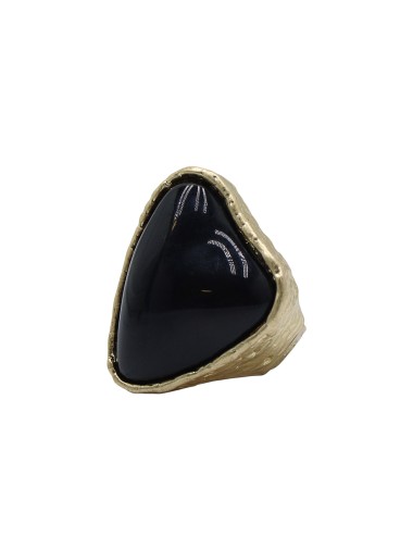 ANILLO MAXI CORAZÓN RESINA NEGRA Y ORO ENVEJECIDO
