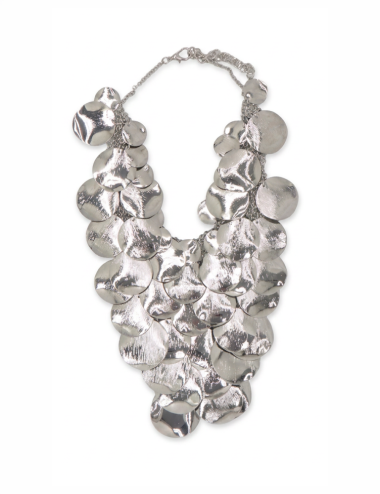 COLLAR MAXI ESLABONES CON DISCOS MONEDA EN CASCADA PLATA