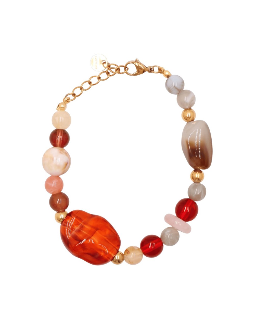 PULSERA CUENAS RESINA MARMÓLEA ÓRGANICA DETALLES ORO