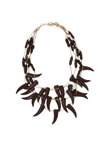 COLLAR MULTIFILA CON CUENTAS Y COLGANTES DE CUERNO DE RESINA