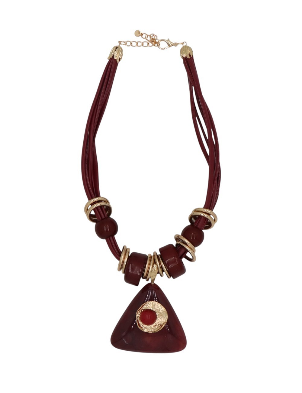 COLLAR CON COLGANTE TRIANGULAR Y DETALLES DORADOS