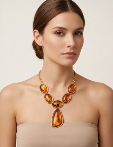 COLLAR MAXI PIEDRAS EFECTO ÁMBAR