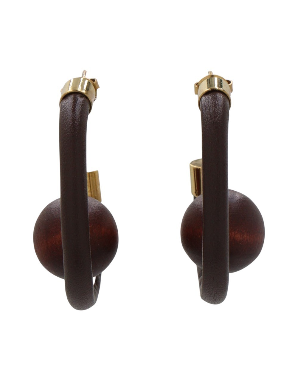 PENDIENTES ARO CON ESFERA DE MADERA CENTRAL