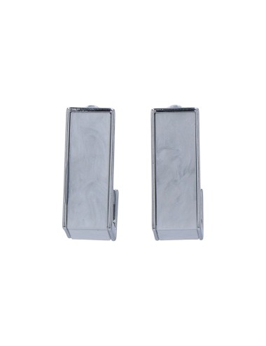 PENDIENTES ACERO RECTANGULRES MINIMALISTAS BLOCK PLATA Y BLANCO