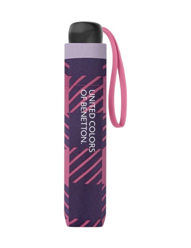 PARAGUAS PLEGABLE BENETTON MANUAL CUADROS ROSA