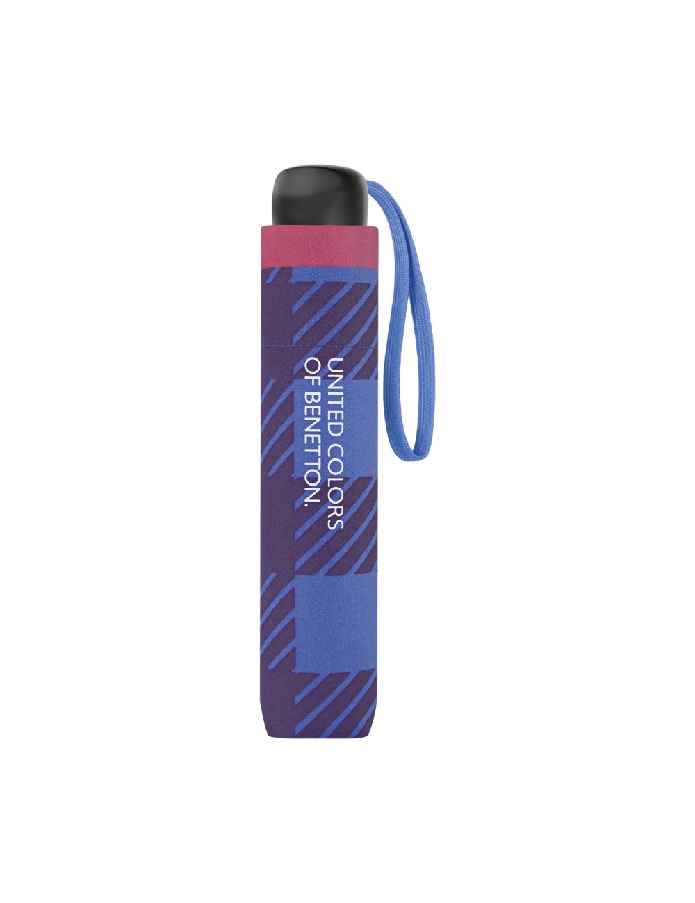 PARAGUAS PLEGABLE BENETTON MANUAL CUADROS AZUL
