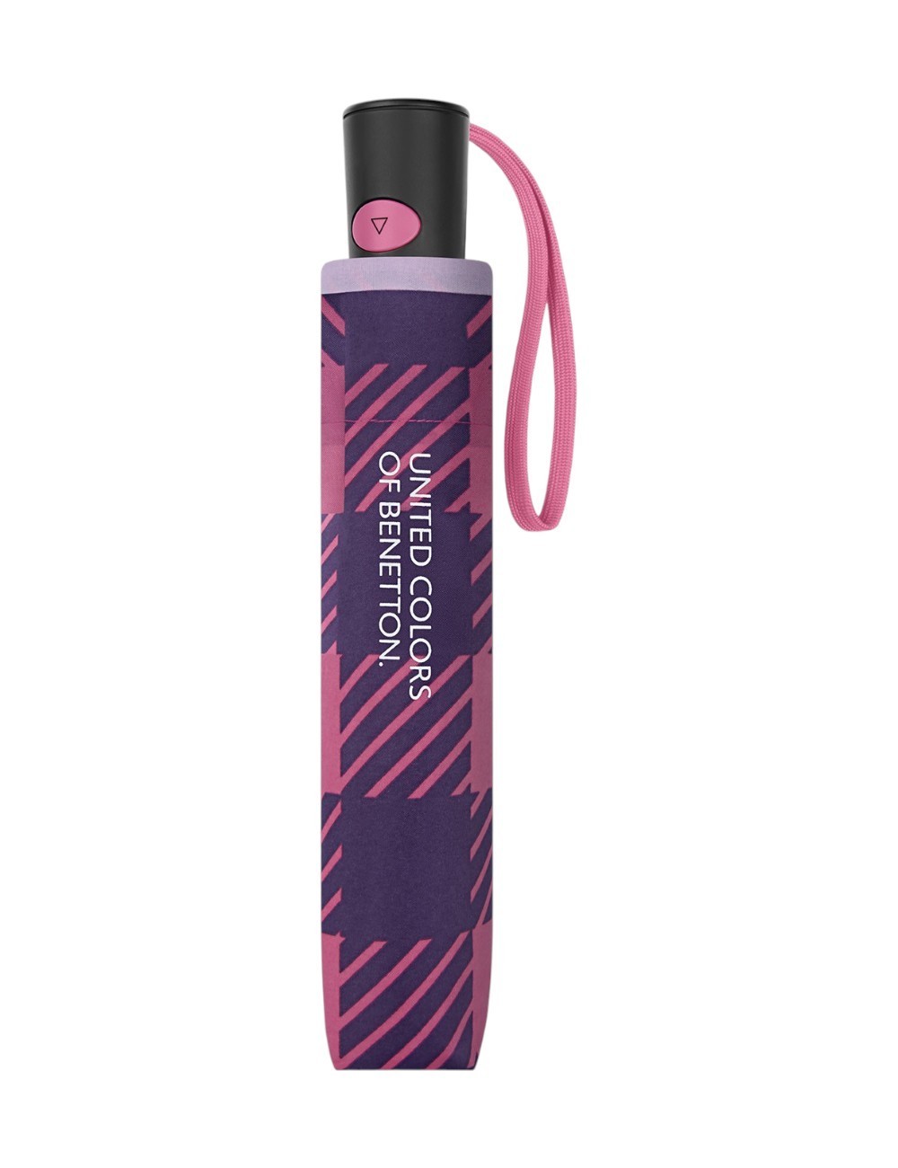 PARAGUAS PLEGABLE AUTOMÁTICO BENETTON CUADROS ROSA