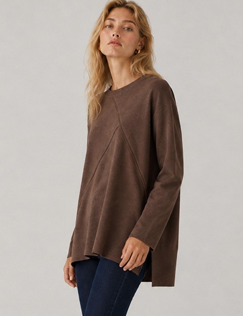 SUDADERA PUNTO CORTES MARRÓN