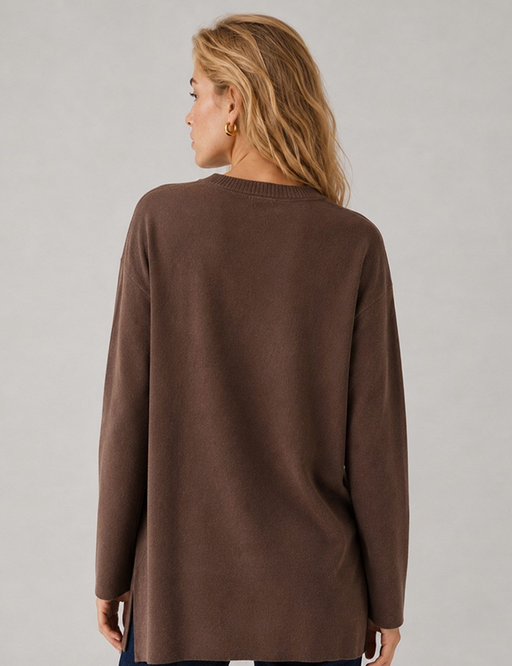 SUDADERA PUNTO CORTES MARRÓN