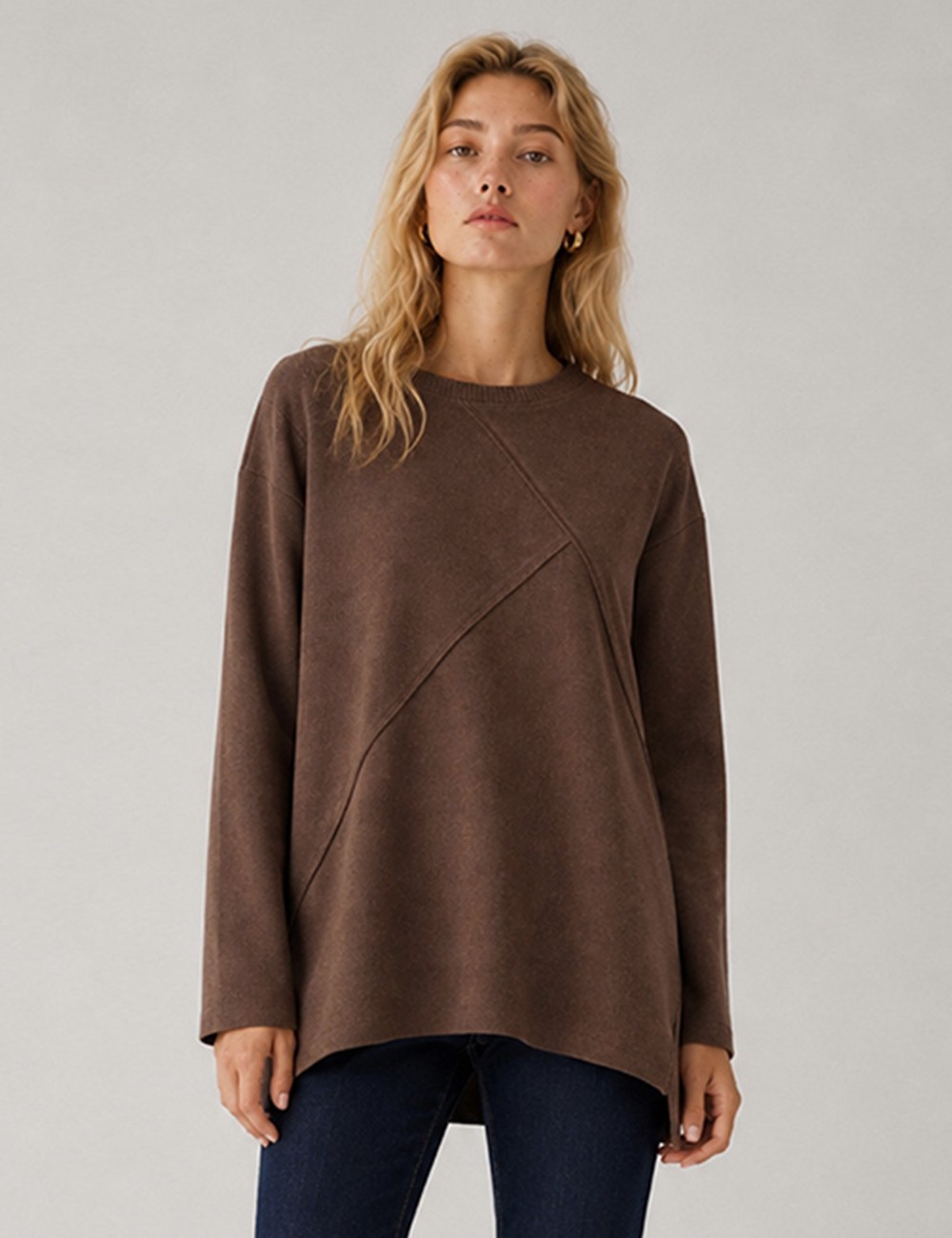 SUDADERA PUNTO CORTES MARRÓN