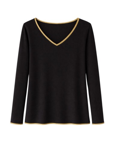 JERSEY PUNTO FINO CINTA ORO NEGRO