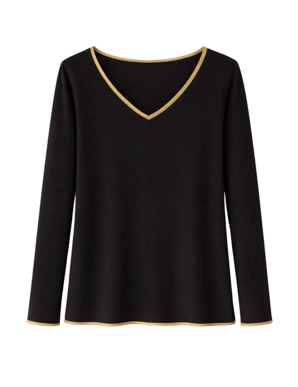 JERSEY PUNTO FINO CINTA ORO NEGRO