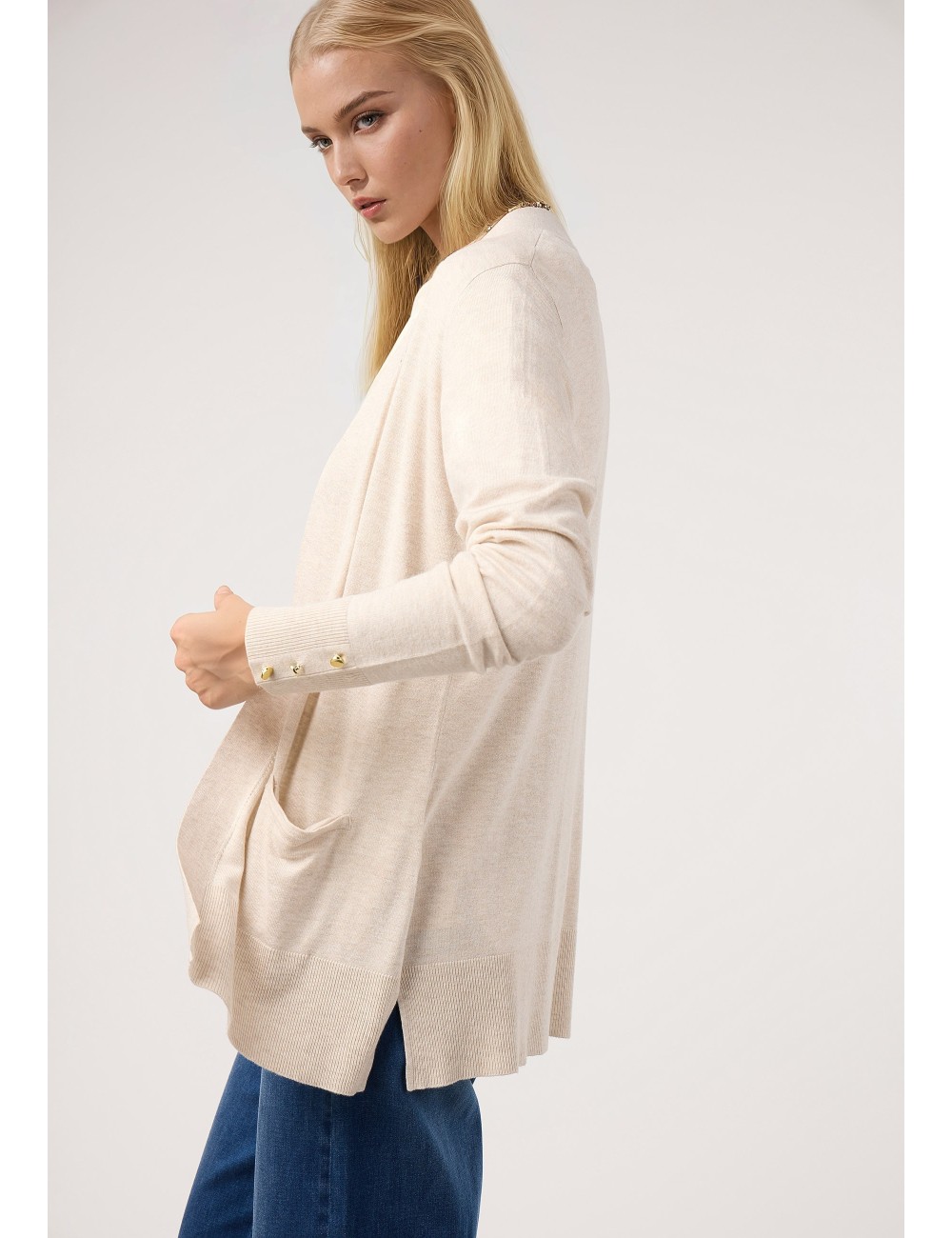 CÁRDIGAN BOLSILLOS BEIGE