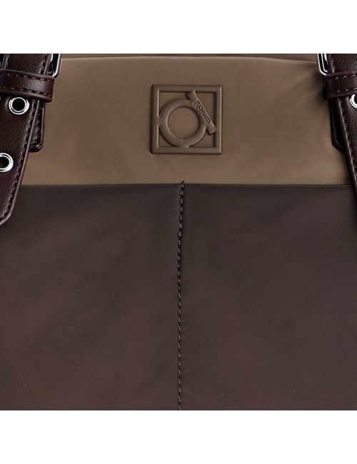MOCHILA ANTIRROBO DE NYLON BICOLOR MARRÓN