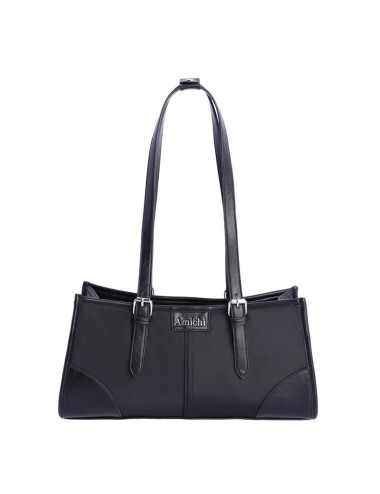 BOLSO HOMBRO ALARGADO CON HEBILLAS PLATEADAS NEGRO