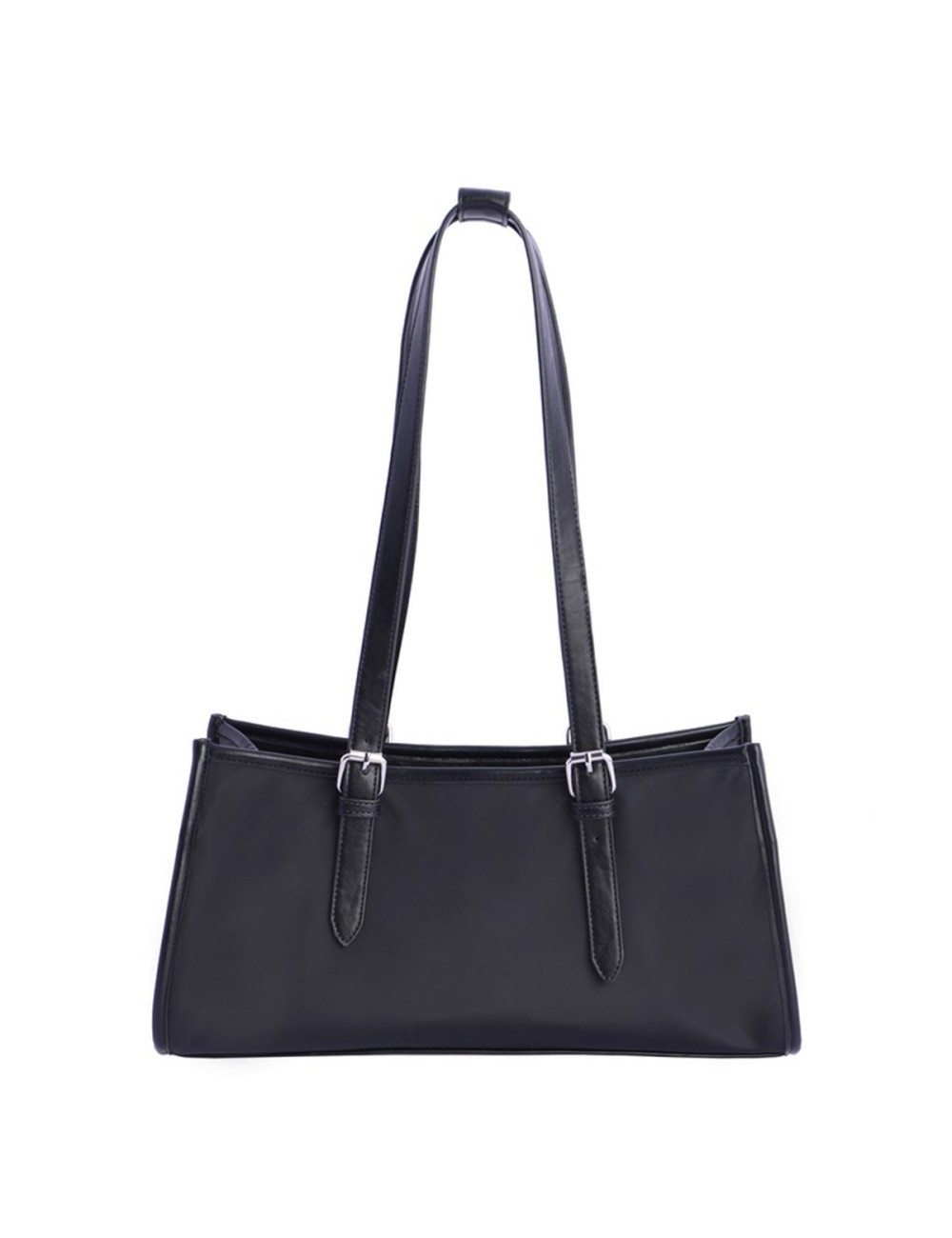 BOLSO HOMBRO ALARGADO CON HEBILLAS PLATEADAS NEGRO