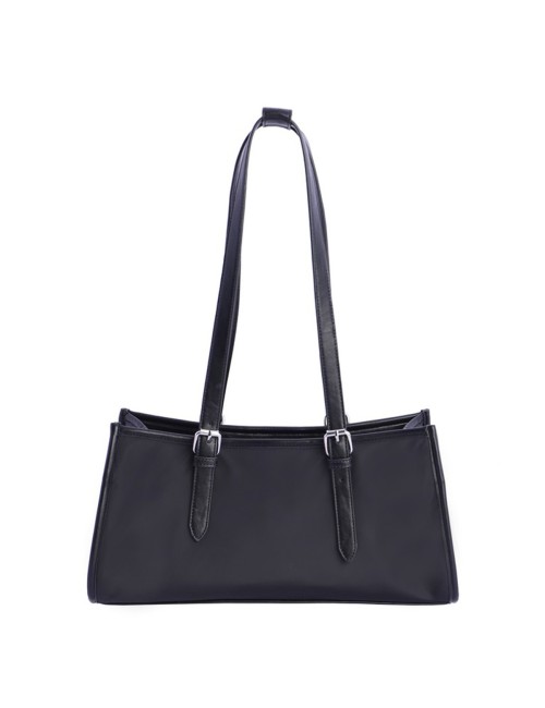 BOLSO HOMBRO ALARGADO CON HEBILLAS PLATEADAS NEGRO