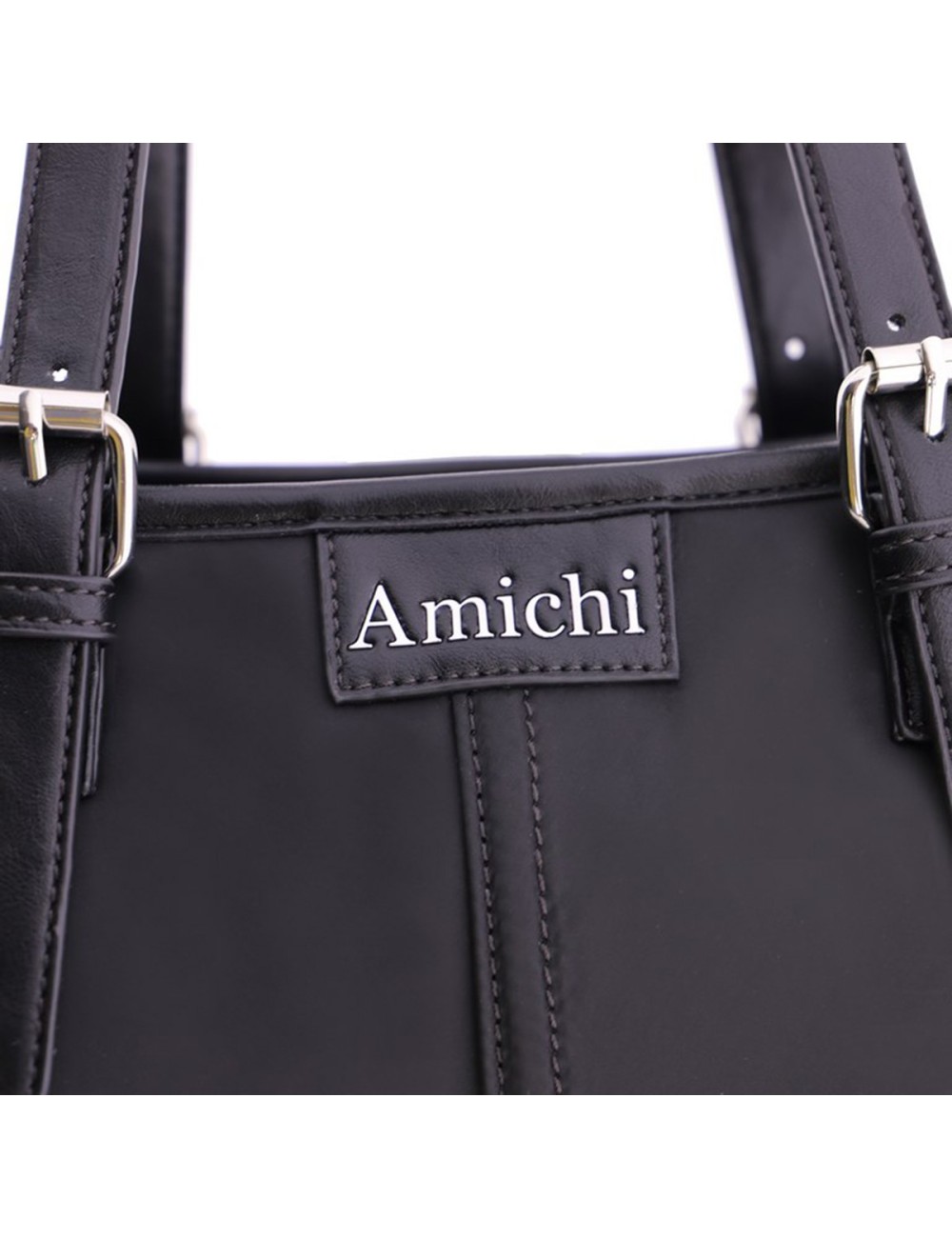 BOLSO HOMBRO ALARGADO CON HEBILLAS PLATEADAS NEGRO