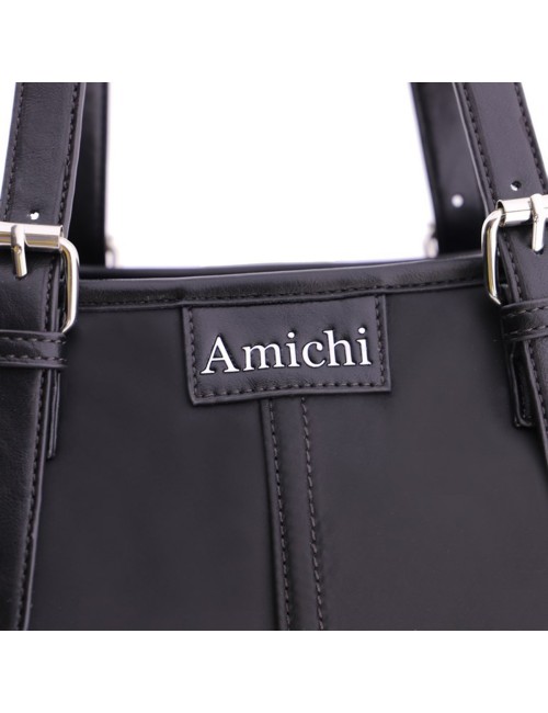 BOLSO HOMBRO ALARGADO CON HEBILLAS PLATEADAS NEGRO