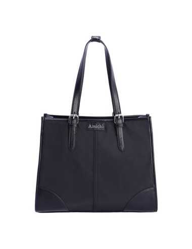BOLSO SHOPPER CON HEBILLAS PLATEADAS NEGRO