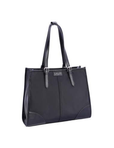 BOLSO SHOPPER CON HEBILLAS PLATEADAS NEGRO