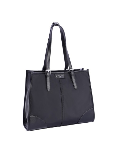 BOLSO SHOPPER CON HEBILLAS PLATEADAS NEGRO