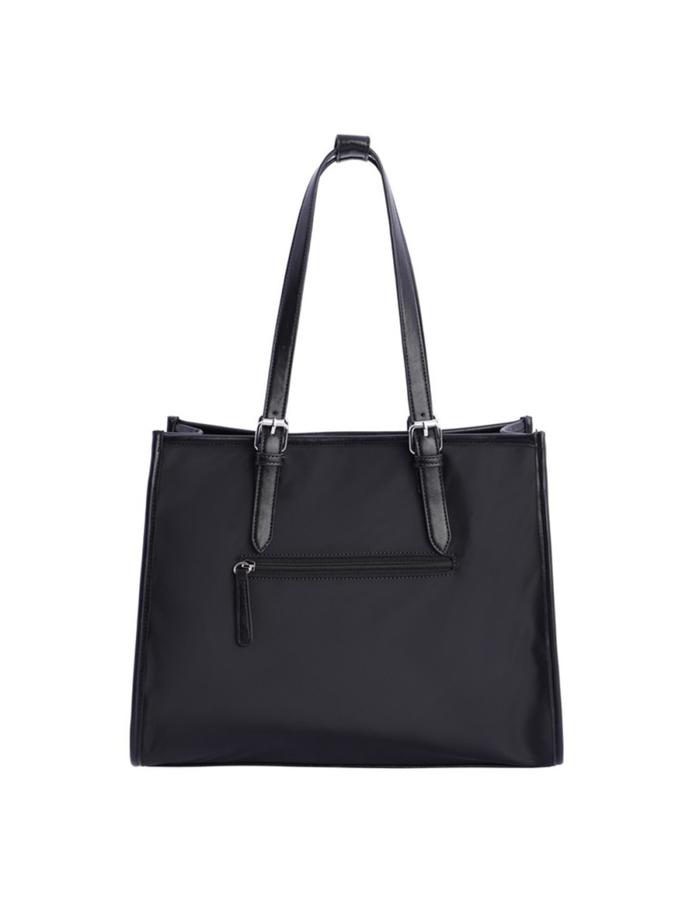 BOLSO SHOPPER CON HEBILLAS PLATEADAS NEGRO