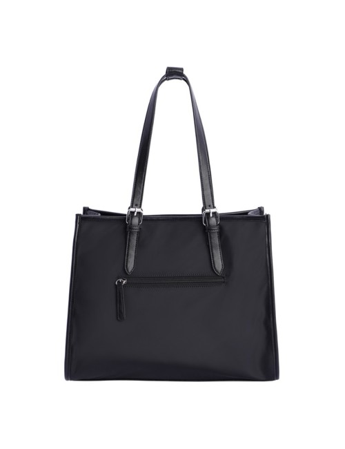 BOLSO SHOPPER CON HEBILLAS PLATEADAS NEGRO