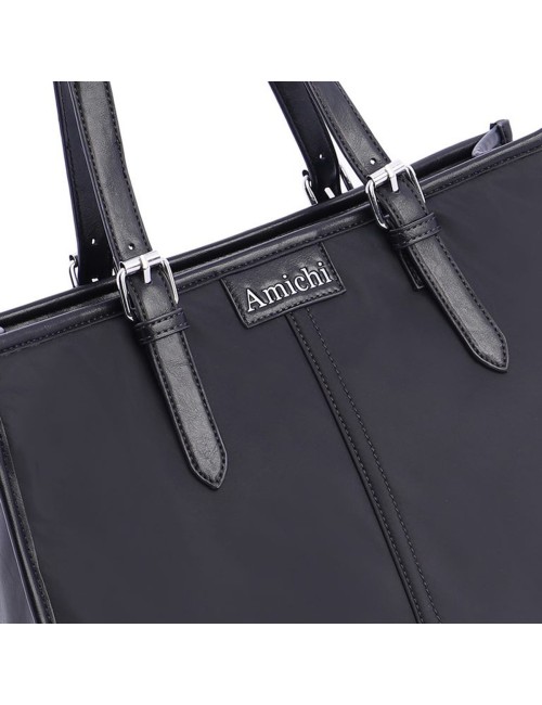 BOLSO SHOPPER CON HEBILLAS PLATEADAS NEGRO