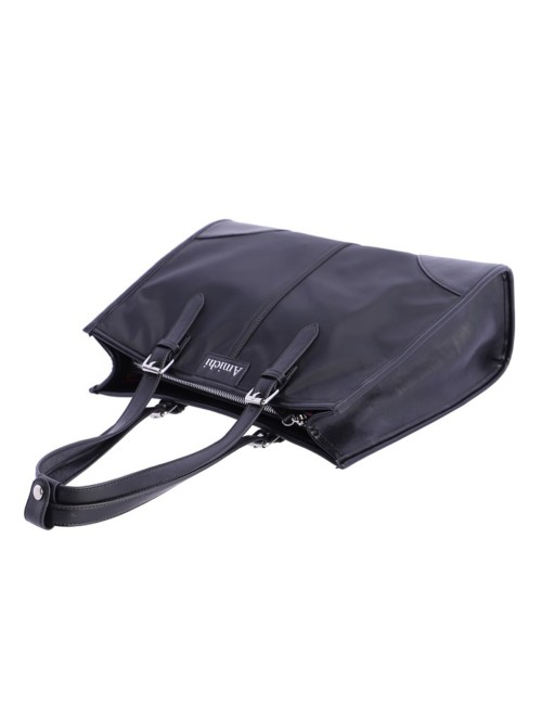 BOLSO SHOPPER CON HEBILLAS PLATEADAS NEGRO