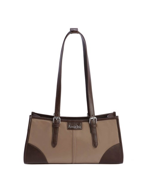 BOLSO HOMBRO ALARGADO CON HEBILLAS PLATEADAS CAMEL