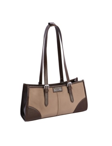 BOLSO HOMBRO ALARGADO CON HEBILLAS PLATEADAS CAMEL