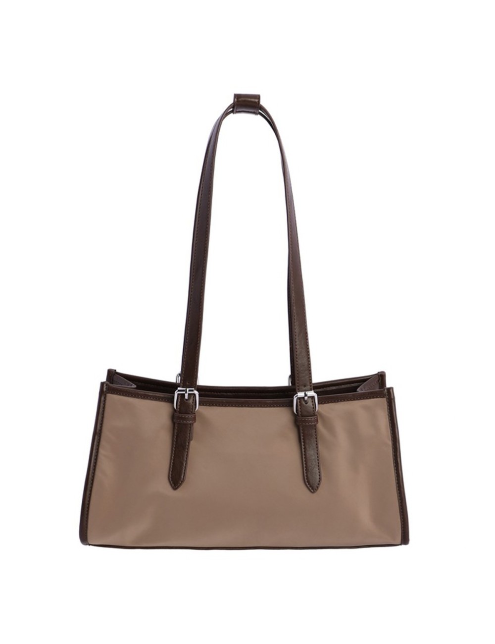 BOLSO HOMBRO ALARGADO CON HEBILLAS PLATEADAS CAMEL