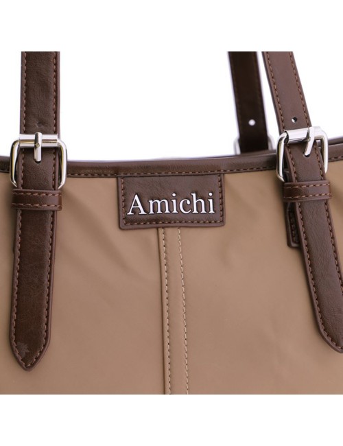 BOLSO HOMBRO ALARGADO CON HEBILLAS PLATEADAS CAMEL