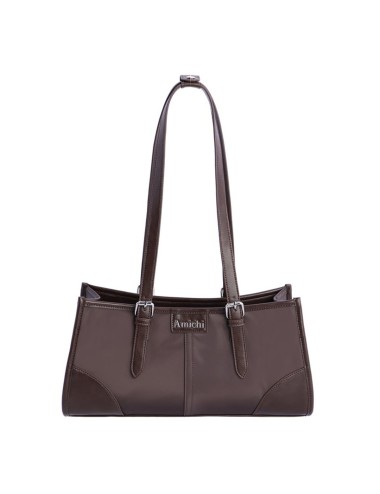BOLSO HOMBRO ALARGADO CON HEBILLAS PLATEADAS MARRÓN