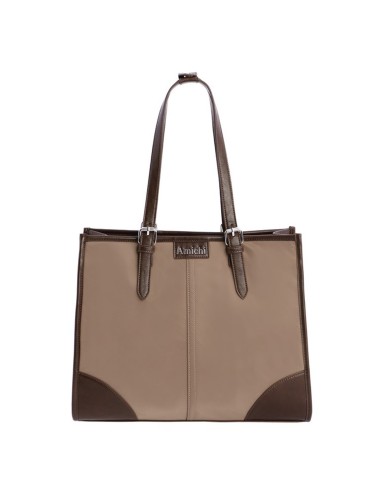 BOLSO SHOPPER CON HEBILLAS PLATEADAS CAMEL