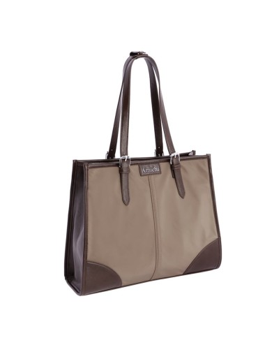 BOLSO SHOPPER CON HEBILLAS PLATEADAS CAMEL