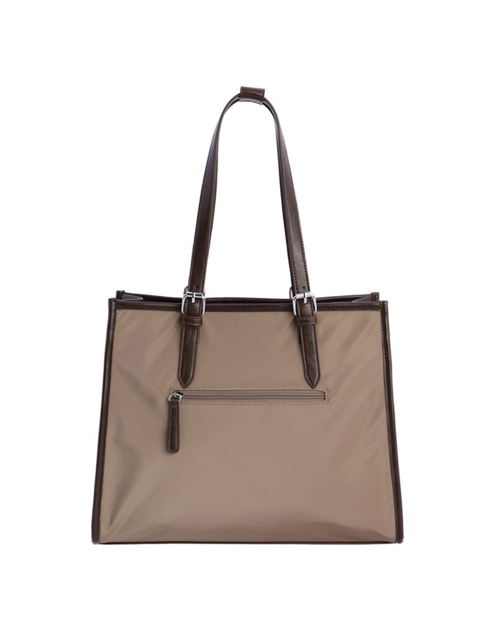 BOLSO SHOPPER CON HEBILLAS PLATEADAS CAMEL