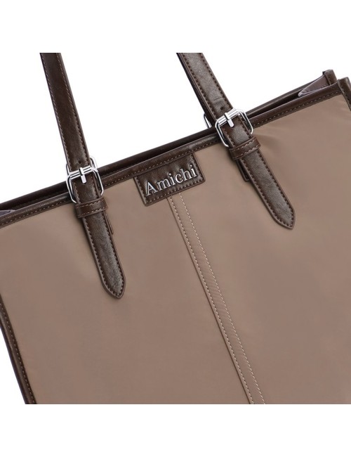 BOLSO SHOPPER CON HEBILLAS PLATEADAS CAMEL
