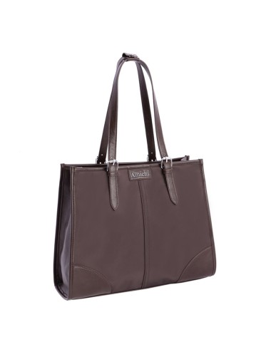 BOLSO SHOPPER CON HEBILLAS PLATEADAS MARRÓN