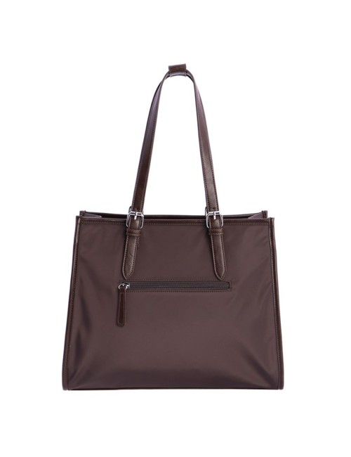 BOLSO SHOPPER CON HEBILLAS PLATEADAS MARRÓN