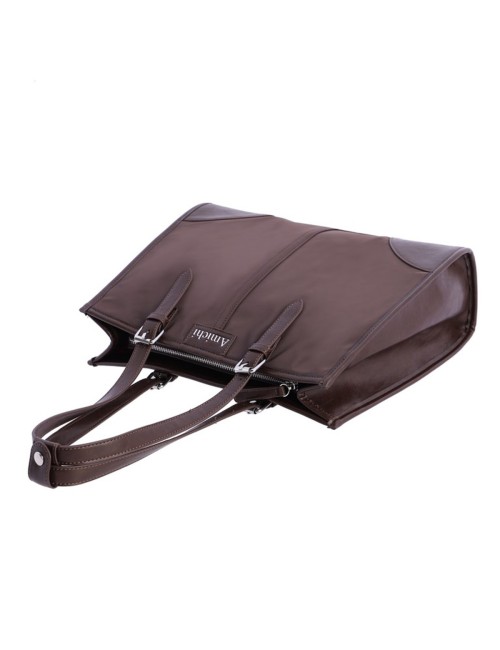BOLSO SHOPPER CON HEBILLAS PLATEADAS MARRÓN