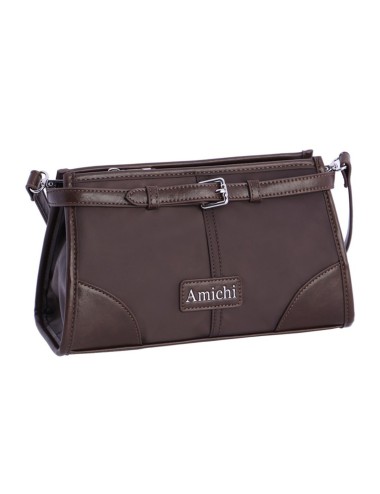 BOLSO BANDOLERA CON HEBILLA PLATEADA MARRÓN
