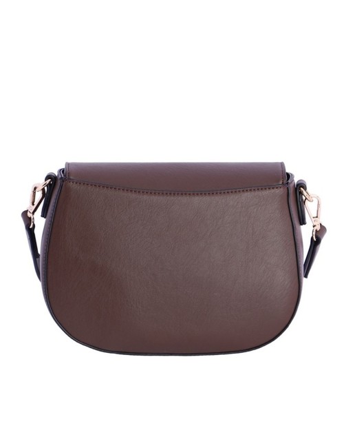 BOLSO BANDOLERA OVALADO CON DETALLES DE CORDÓN TRENZADO Y FLECOS MARRÓN